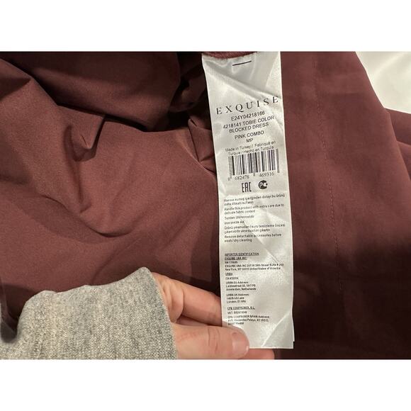 Exquise Anthropologie Tobie Colorblocked Dress Pink Combo Sz Medium Petite - Picture 9 of 10